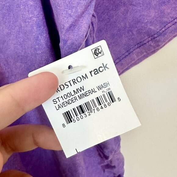 NWT Nordstrom Somewhere West Women's Purple Distressed Short Sleeve - L - Picture 4 of 7